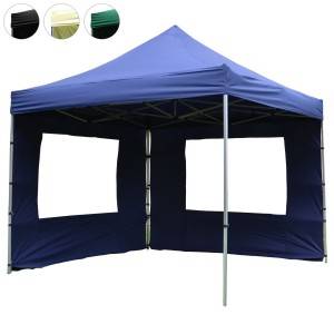 Pavillon 3x3 Nexos Hochwertiger Falt-Pavillon Partyzelt mit 2 Seitenteilen PROFI Ausführung für Garten Terrasse Feier Markt als Unterstand Plane wasserdichtes Dach 3x3 m blau