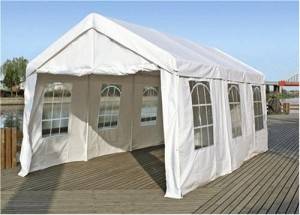 Pavillon 3x6 Partyzelt 3x6 Meter, Planen PE weiß mit Fenstern, Gestänge 38mm