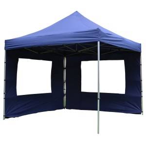 Faltpavillon 3x3 Nexos Hochwertiger Falt-Pavillon Partyzelt mit 4 Seitenteilen PROFI Ausführung für Garten Terrasse Feier Markt als Unterstand Plane wasserdichtes Dach 3x3 m blau