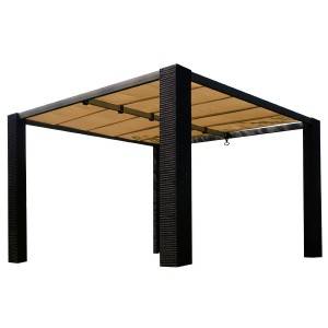 Rattan Pavillon Rattan Standmarkise 3,38x3,38m braun Pavillon