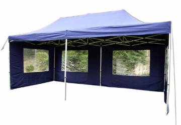 Falt-Pavillon Partyzelt mit Seitenteilen solide Ausführung für Garten Terrasse Feier Markt als Unterstand Plane wasserdichtes Dach  270/m² 3 x 6 m blau