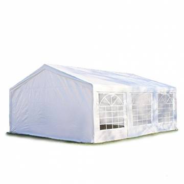 Hochwertiges Zelt Partyzelt 4x6 6x4 m Pavillon 240g/m² PE Plane ! Stahlkonstruktion ! Inkl. 6 Seitenteile + 2 Giebelteile mit Eingang ! weiß