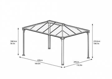 Palram Aluminium Gazebo Pavillon Überdachung Martinique 430x295 cm