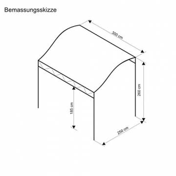 Pavillon Wave Terrassenüberdachung Eisen-Gestell Polyester-Dach anthrazit-beige ca. 300 x 250 x 260 cm