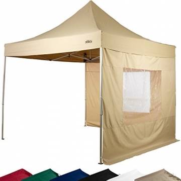 STILISTA® Faltpavillon 3x3m, 2 Seitenteile, WASSERDICHT, versiegelte Nähte, EV1 Voll-Aluminium, Tragetasche