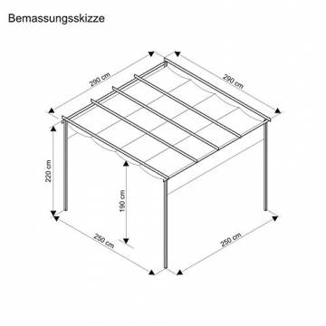 Terrassen Pavillon Pergola Aluminiumgestell Polyester-Dach stufenlos raffbar 290 x 290 x 220 cm dunkelgrau beige